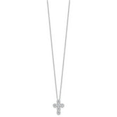 Sterling Silver Rhodium-plated CZ Cross 16in With 2in ext Necklace